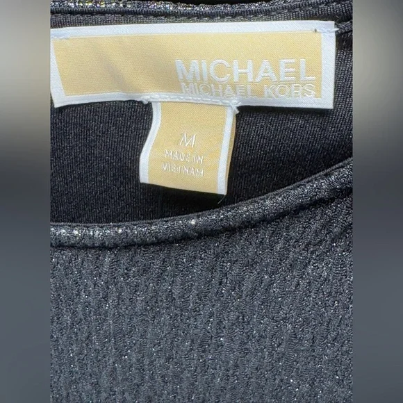 NEW NWT MK Michael Kors Metallic Jacquard Dress Black Gold Size M Medium AB 506 - Picture 11 of 13